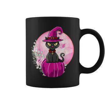 Halloween Cute Black Cat On Pumpkin Full Moon Women Kids Coffee Mug - Seseable