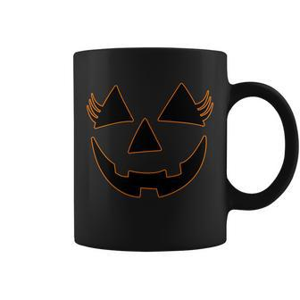 Halloween Jack-O-Lantern With Lashes Tshirt Coffee Mug - Monsterry UK