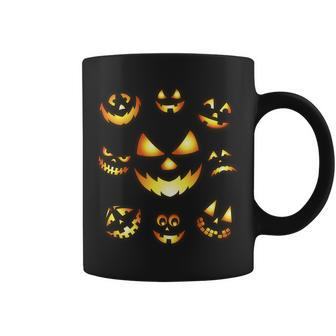 Halloween Jack Olantern Pumpkin Faces Coffee Mug - Monsterry