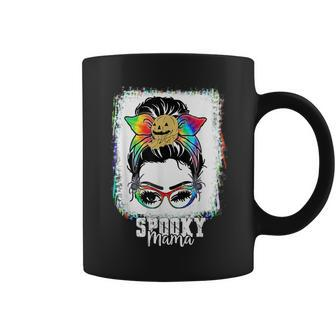 Halloween Rainbow Messy Bun Spooky Mama Coffee Mug - Seseable