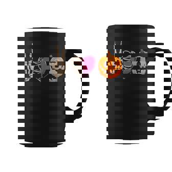 Halloween Skeleton Peace Love Pumpkin Leopard Heart Apparel Coffee Mug - Seseable