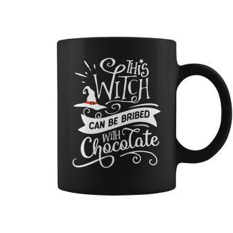 Halloween This Witch Can Be Bribed With Chocolate White And Orange Coffee Mug - Seseable