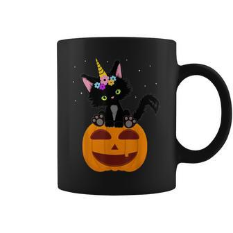 Halloween Unicorn Cat Black Pumpkin Scary Costume Girls Kids Coffee Mug - Seseable