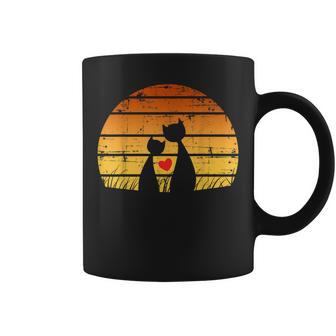 Halloween Vintage Black Cats Heart Cat Retro Moon Coffee Mug - Seseable