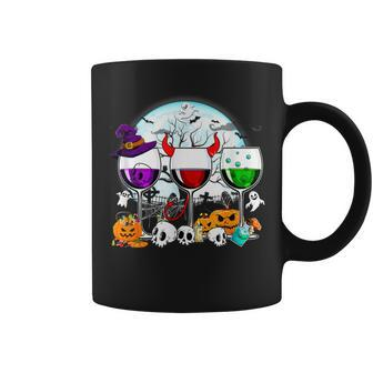 Halloween Witch Way To The Wine Three Glasses Costume Coffee Mug - Thegiftio UK