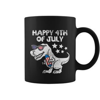 Happy 4Th Of July Trex Dinosaur American Dino Coffee Mug - Monsterry DE