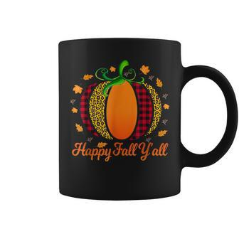 Happy Fall Yall Women Men Pumpkin Leopard Cute Autumn Coffee Mug - Thegiftio UK
