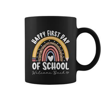 Happy First Day School Rainbow Welcome Back To School Graphic Design Printed Casual Daily Basic Coffee Mug - Thegiftio UK