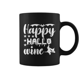 Happy Hallo Wine Cat Halloween Quote Coffee Mug - Monsterry AU