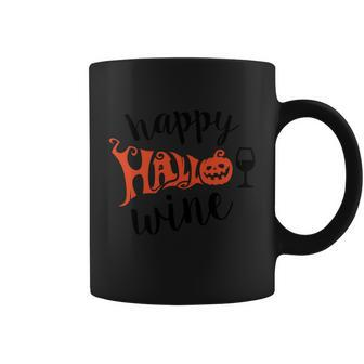 Happy Hallo Wine Halloween Quote Coffee Mug - Monsterry