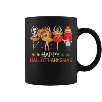 Happy Hallothanksmas Ballet Skeleton Dancing Halloween Party Coffee Mug - Seseable