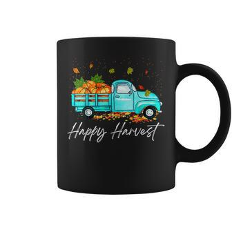 Happy Harvest Fall Season Pumpkin Truck Thanksgiving Vintage Coffee Mug - Thegiftio UK