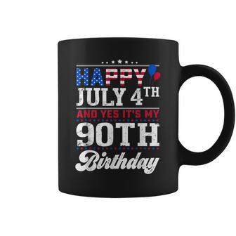 Happy July 4Th And Yes Its My 90Th Birthday American Flag Coffee Mug - Thegiftio UK