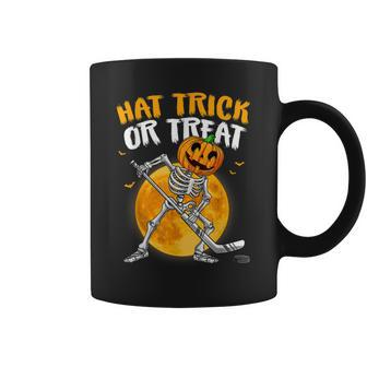 Hat Trick Or Treat Skeleton Pumpkin Ice Hockey Halloween Coffee Mug - Thegiftio UK