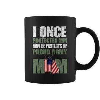 He Protects Me Now Proud Army Mom Tshirt Coffee Mug - Monsterry UK