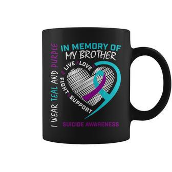 Heart I Wear Teal And Purple My Brother Suicide Awareness Coffee Mug - Thegiftio UK