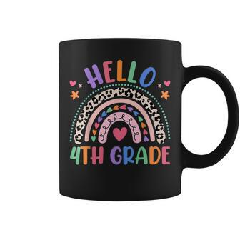 Hello 4Th Grade Leopard Boho Rainbow 1St Day Of School Coffee Mug - Seseable