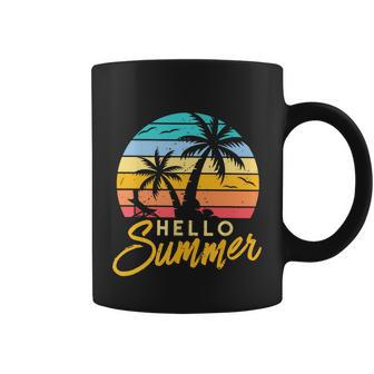 Hello Summer Retro Beach Vacation Coffee Mug - Monsterry