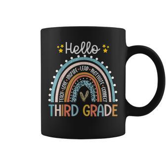 Hello Third Grade Teacher Leopard Rainbow Back To School Coffee Mug - Thegiftio UK