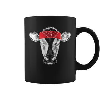 Hippie Cow Red Bandanna Coffee Mug - Monsterry