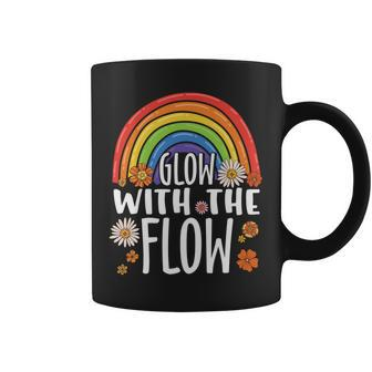 Hippie Glow With The Flow Rainbow Custom Coffee Mug - Seseable