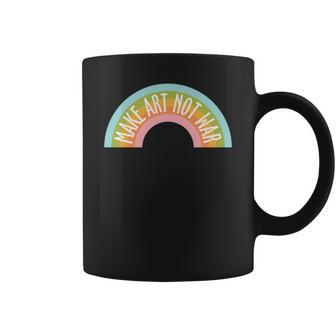 Hippie Rainbow Make Art Not War Custom Coffee Mug - Seseable