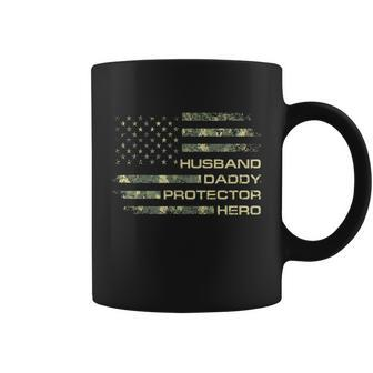 Husband Daddy Protector Hero Gift Fathers Day Flag Gift Tee Cool Gift Coffee Mug - Monsterry AU