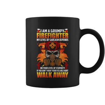 I Am A Grumpy Firefighter My Level Of Sarcarsm Depends Thin Red Line Coffee Mug - Monsterry DE