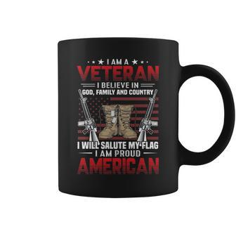 I Am A Veteran I Believe In Food Family And Country And Also I Am A Proud American Coffee Mug - Thegiftio UK