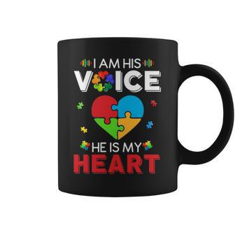 I Am His Voice He Is My Heart Autism Awareness V2 Coffee Mug - Thegiftio UK