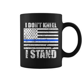 I Dont Kneel I Stand Usa Blue Line Flag Coffee Mug - Monsterry DE