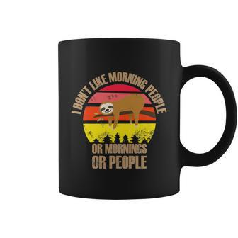 I Dont Lke Morning People Or Mornings Or People Funny Lazy Sloth Retro Vintage Coffee Mug - Thegiftio UK
