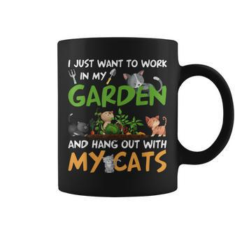I Just Want To Work In My Garden And Hang Out With My Cats Coffee Mug - Thegiftio UK