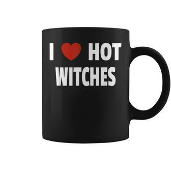 I Love Hot Witches Matching Couples Halloween Costume Coffee Mug - Seseable