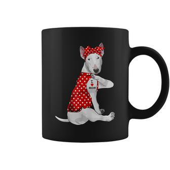 I Love Mom Tattoo Funny Bull Terrier Dog Wearing Bandana Coffee Mug - Thegiftio UK