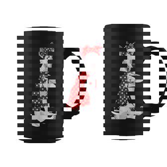 I Love Mom Tattoo Funny Bull Terrier Dog Wearing Bandana Coffee Mug - Thegiftio