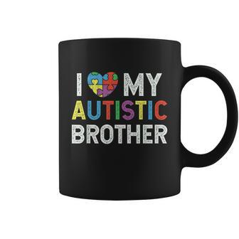 I Love My Autistic Brother Autism Awareness Heart Puzzle Graphic Design Printed Casual Daily Basic Coffee Mug - Thegiftio UK