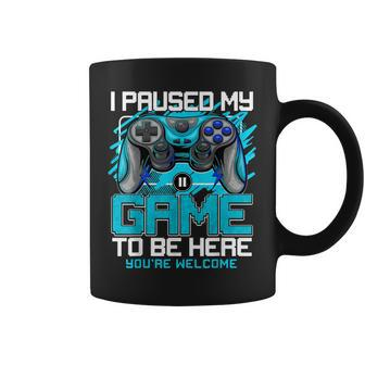 I Paused My Game To Be Here Funny Video Gamer Boys Coffee Mug - Thegiftio UK