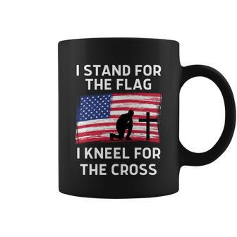I Stand For The Flag I Kneel For The Cross America Flag Us Funny Gift Graphic Design Printed Casual Daily Basic Coffee Mug - Thegiftio UK