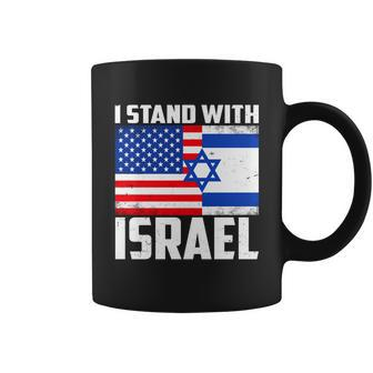 I Stand With Israel Us Flags United Distressed Coffee Mug - Monsterry CA