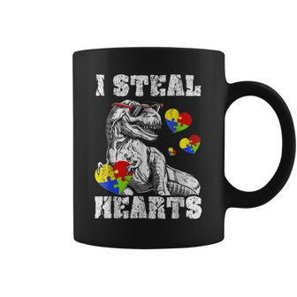 I Steal Hearts Trex Dino Baby Boy Autism Awareness Toddler Coffee Mug - Thegiftio UK