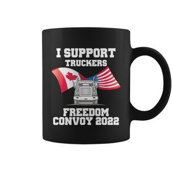 I Support Truckers Freedom Convoy 2022 Usa Canada Flags Coffee Mug - Monsterry DE