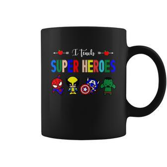 I Teacher Super Heroes Cute Superhero Characters Coffee Mug - Monsterry
