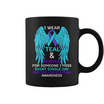 I Wear Teal And Purple For Someone Suicide Prevention Coffee Mug - Thegiftio UK