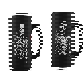 Iced Coffee Skeleton Drinking Funny Halloween Skull Graphic Design Printed Casual Daily Basic Coffee Mug - Thegiftio