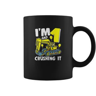 Im 1 And Crushing It 1 Year Boy 1St Birthday Excavator Coffee Mug - Monsterry AU