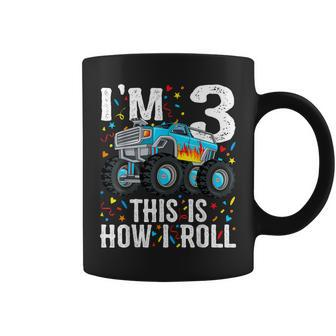 Im 3 This Is How I Roll Monster Truck 3Rd Birthday Boy Coffee Mug - Seseable