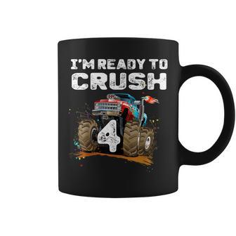 Im Ready To Crush 4 Monster Truck 4Th Birthday Gift Boys Coffee Mug - Thegiftio UK