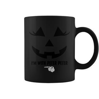 Im With Peter Peter Funny Halloween Skeleton Hand Graphic Design Printed Casual Daily Basic Coffee Mug - Thegiftio UK
