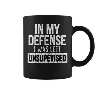 In My Defense I Was Left Unsupervised Funny Retro Vintage Coffee Mug - Thegiftio UK